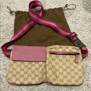 Gucci Beige and Pink GG Pattern Crossbody